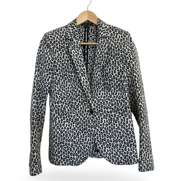 Rachel Zoe Leopard Animal Print Blk Grey Blazer Jacket Pockets Tailored Size 4 - Picture 9 of 11